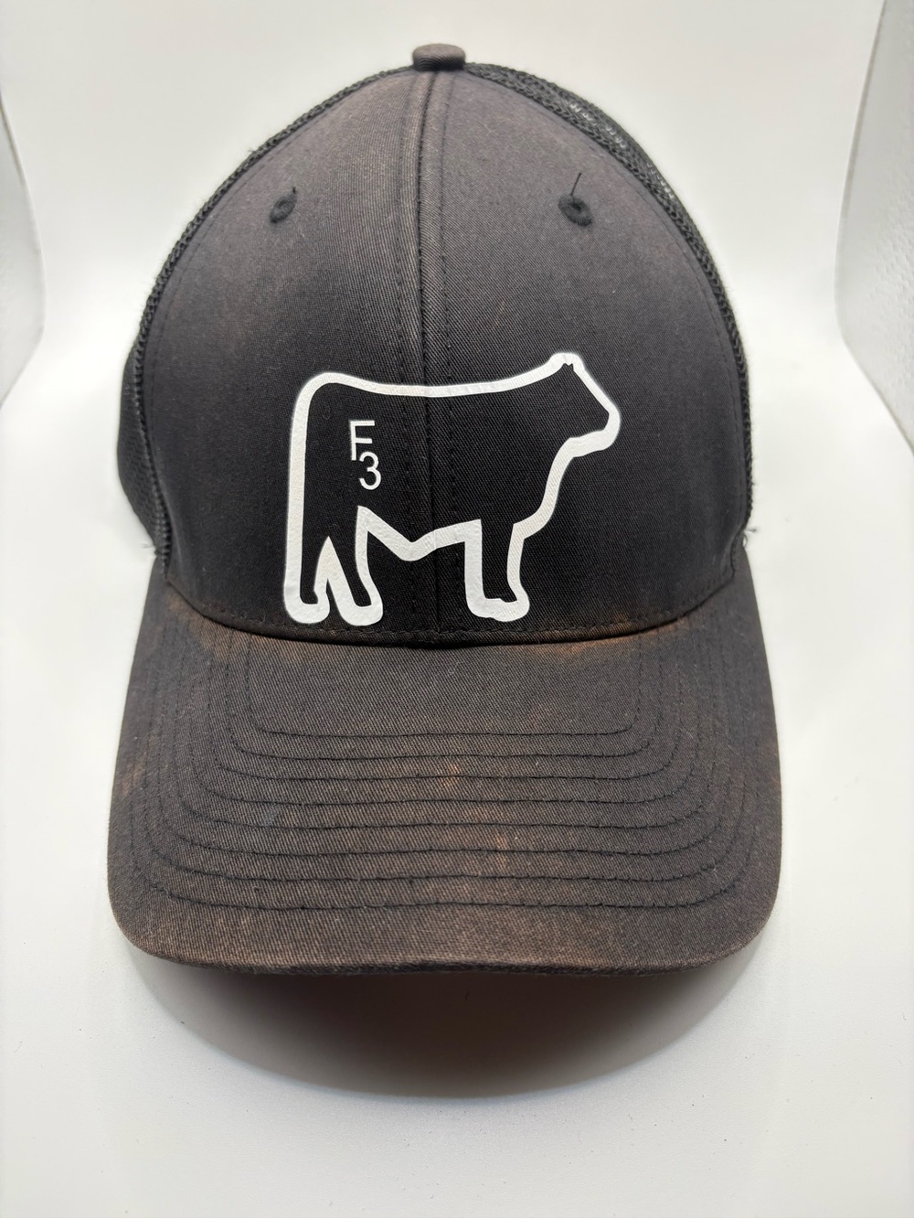 Richardson 112 F3 Cattle Ranch Trucker Hat Black Snapback Cow Logo